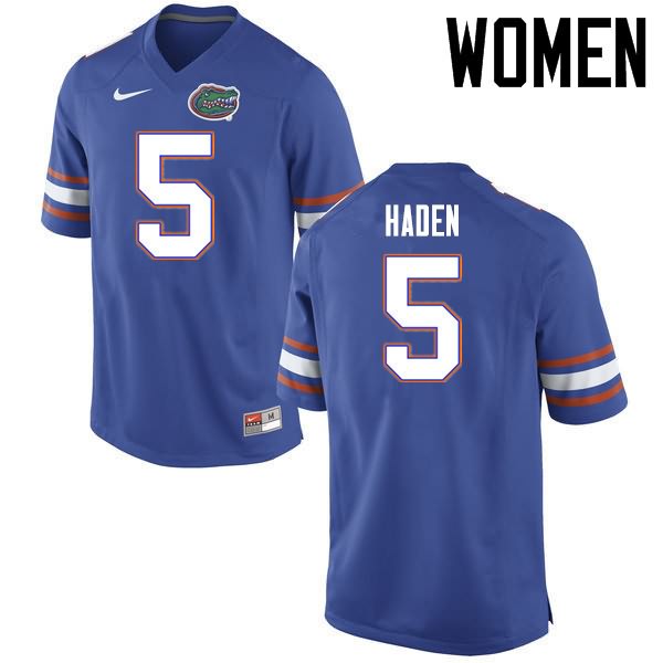 Women's NCAA Florida Gators Joe Haden #5 Stitched Authentic Nike Blue College Football Jersey VPW1165SL